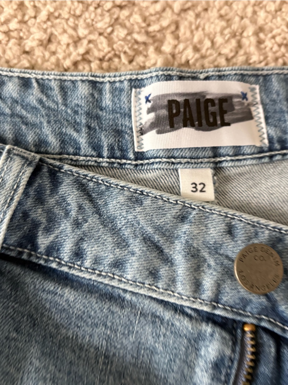 PAIGE Faded Light Blue Denim Jeans